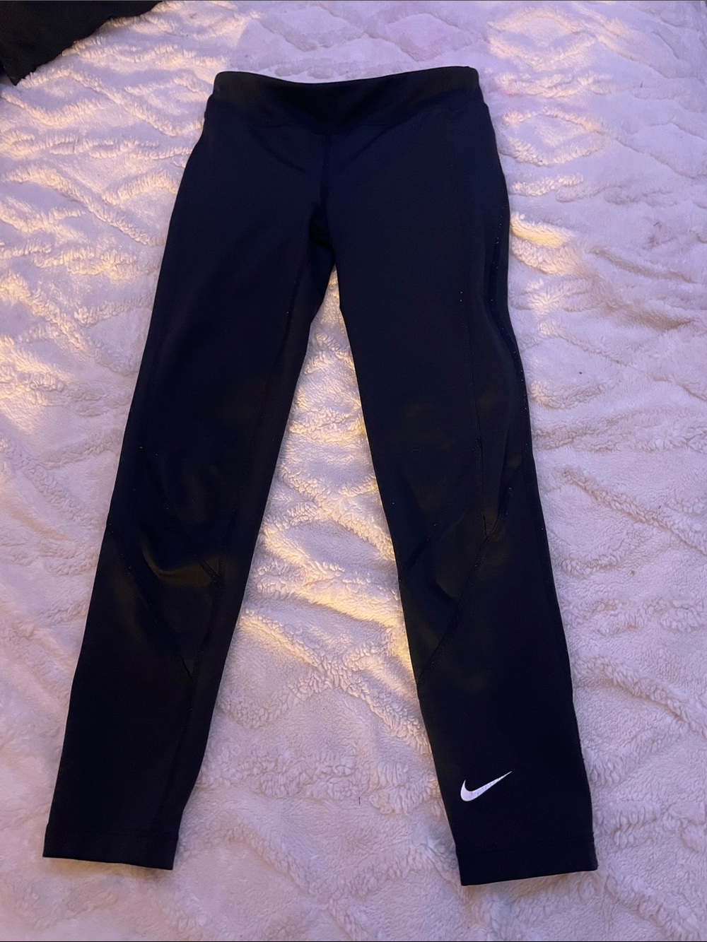 Nike Black Girls' Performance Leggings with White Swoosh